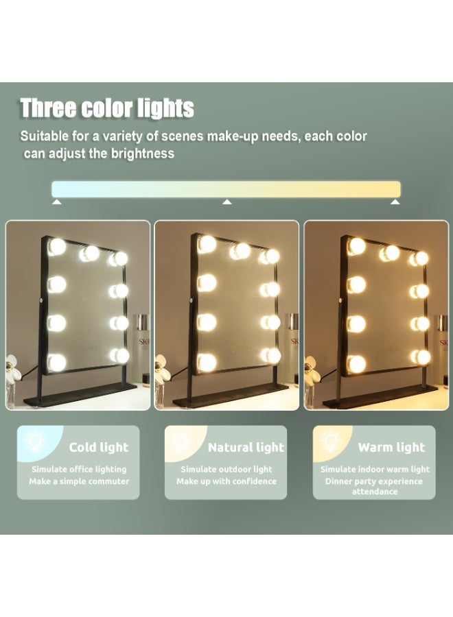 HOME TASTE Vanity Mirror with Lights, Hollywood Makeup Mirror with 9 Dimmable LED Bulbs, 3 Color Modes, Touch Control, 360° Rotating Cosmetic Mirror for Dressing Table - Image 3